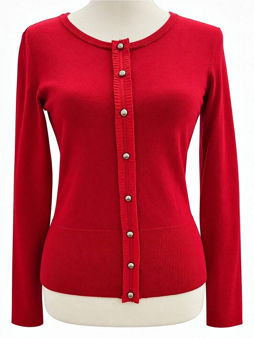 White House Black Market Button Front Cardigan in Red Small Like New